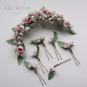 Stock Blossom - Blush Silk Headpiece & Hairpins