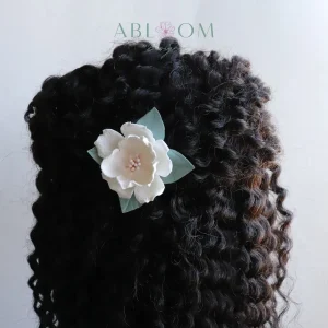 Wild Rose- Build Your Own White Leather Hair Clip