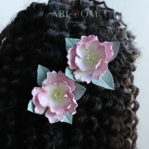 Wild Rose- Pink and White Ombre Leather Hair Clip
