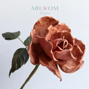 Rose- Cognac Cork and Linen Stem