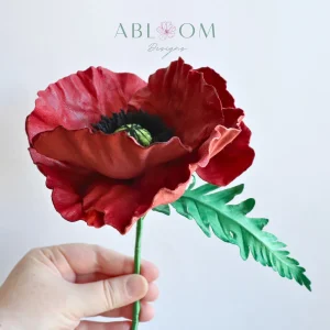 Poppy- Red Leather Stem