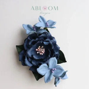 Hydrangea & Rose- Blue Leather