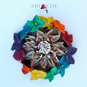 Hydrangea and Dahlia- Rainbow Leather